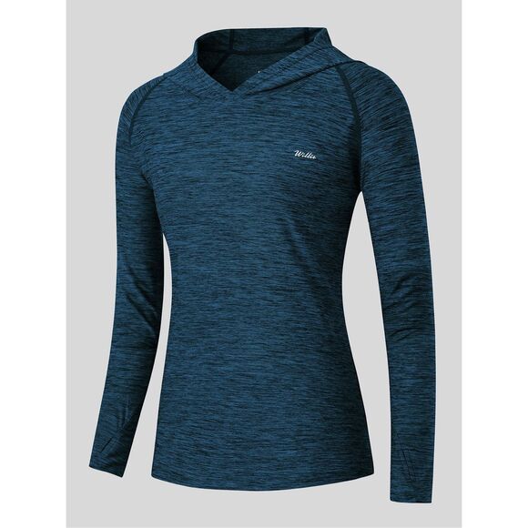 Willit Heather Navy Blue Hoodie UPF 50+ Medium - Picture 1 of 8